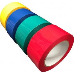 cinta de embalaje adhesiva de varios colores.