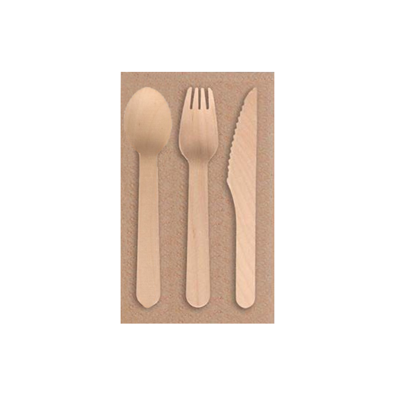 set de cubiertos de madera