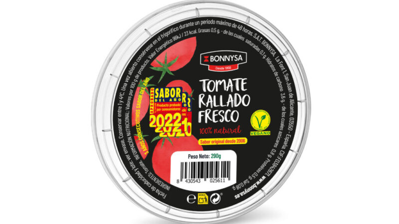 Bonnysa crea junto a ITC Packaging un nuevo envase de polipropileno biobasado para su tomate rallado fresco
