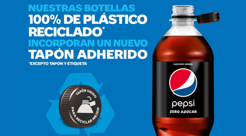 Pepsico añade un nuevo tapón adherido a sus botellas de plástico 100% reciclado